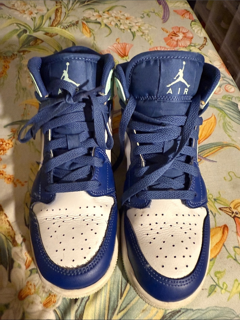 Jordan Kids Blue and White High-Tops with Jumpman Logo